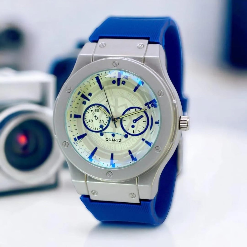 Men's Black Blue Grey Brown Silver Water Resistant Quartz Watch 8cm